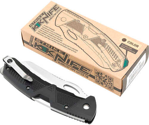 Strike Industries K1 3.51" Folding Plain AUS8 SS Blade/Black Polymer W/Anti-Slip Texture Handle