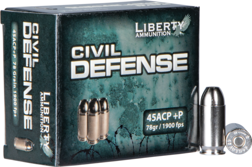 Liberty Ammunition Civil Defense 45 ACP +P 78 Gr Hollow Point Ammo â€“ High Velocity Performance