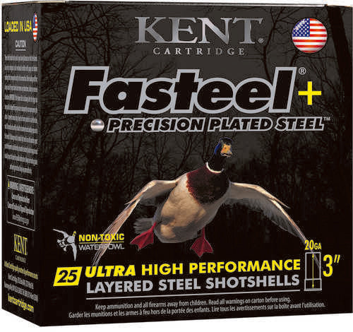 Kent Cartridge K203FSP284X6 Fasteel 2.0 Waterfowl 20 Gauge 3" 1 Oz 4X6 Shot 25 Per Box/ 10 Cs