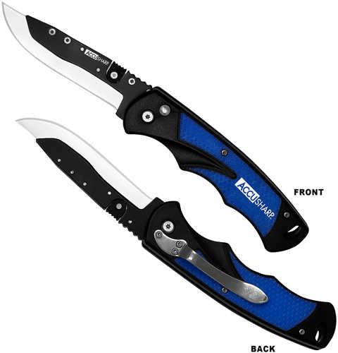 AccuSharp 743C Replaceable Blade Razor 3.50" Folding Plain Stainless Steel Blade/Royal Blue ErgoFALSEmic Anti-Slip AFALSEdized