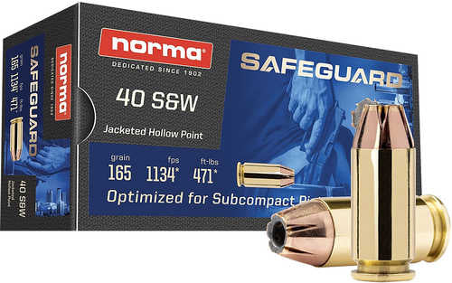 Norma Ammunition 801407887 40 S&W Safeguard â€“ Reliable Jacketed Hollow Point Performance