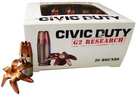 G2 Research Civic Duty 45 ACP Ammunition â€“ 164 Grain Hollow Point Expansion