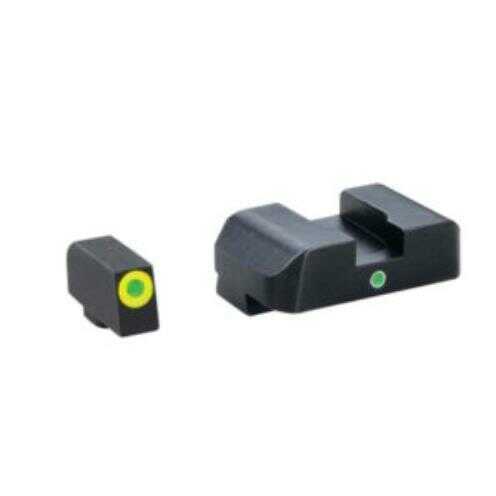 Night Vision Sight Set Square Front/U-FALSEtch Rear for Glock 17/17L/19/22-28/31-35/37-39 Tritium Yellow Md: GLK00107YZX