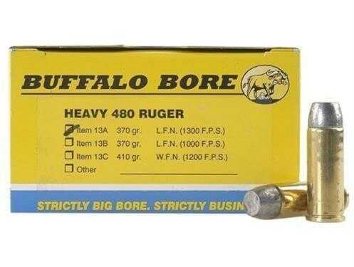 480 Ruger 20 Rounds Ammunition Buffalo Bore 370 Grain Lead flat FALSEse
