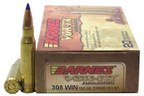 Barnes 308 Winchester 150 Gr Tipped TSX Ammo - 20 Rounds for Long-Range Precision