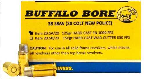 Buffalo Bore 38 S&W Ammunition â€“ Hard Cast Flat Nose 125 Grain 20 Rounds