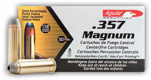 Aguila 357 Magnum 50 Rounds Ammunition â€“ Brass-Cased Hollow Point for Self-Defense