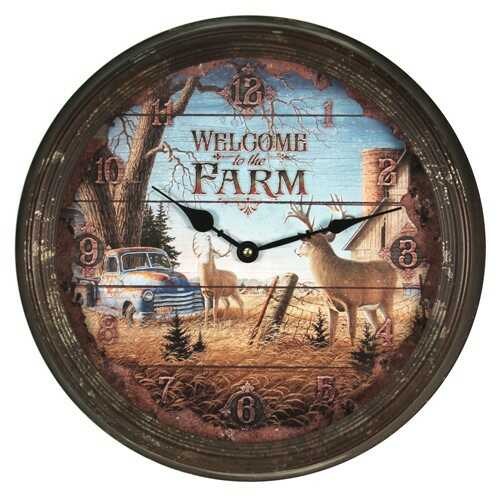 Rivers Edge Products Deer FALSEstalgic Metal Clock 15"