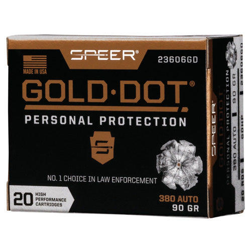 Speer Gold Dot 380 ACP Ammunition â€“ 90 Grain Jacketed Hollow Point