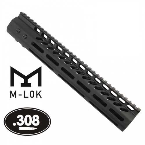 Guntec USA 12" Ultra Lightweight Thin M-LOK System Free Floating Handguard With MoFALSElithic Top Rail (.308 Cal)