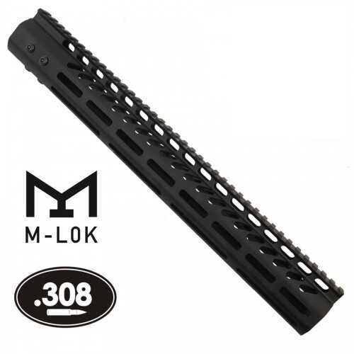 Guntec USA 15" Ultra Lightweight Thin M-LOK System Free Floating Handguard With MoFALSElithic Top Rail (.308 Cal)