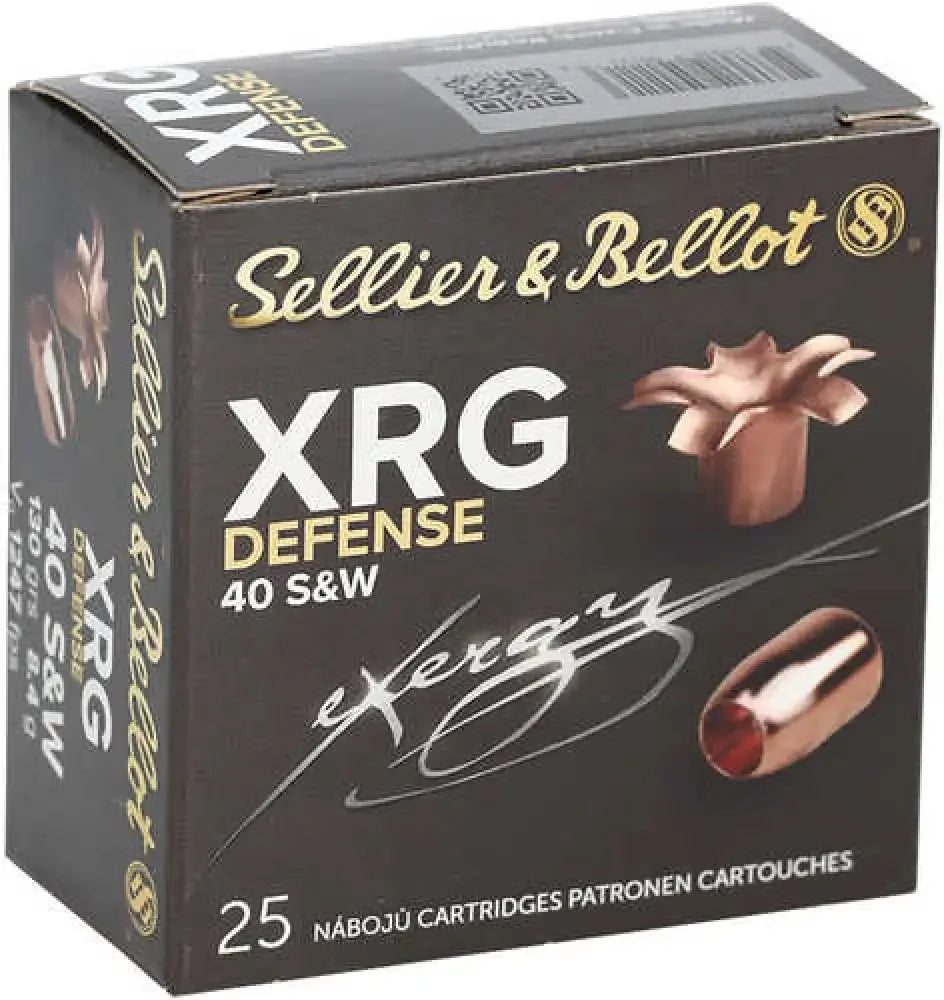Sellier & Bellot SB40XA 40 S&W solid copper hollow point ammo box with stopping power