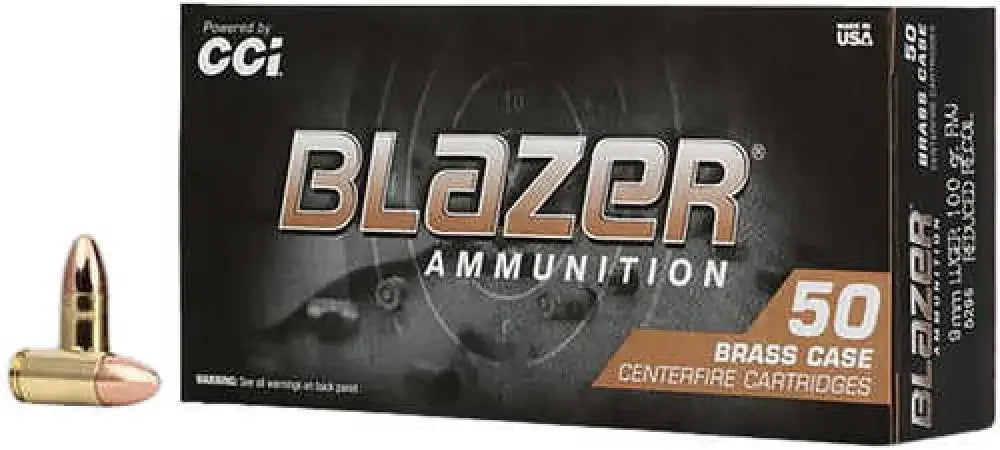 CCI Blazer 9mm Luger 100gr FMJ ammo box of 50 rounds