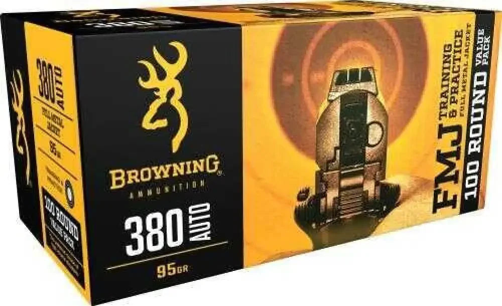Browning 380 ACP 100 rounds ammunition with full metal jacket performance