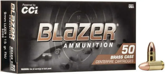 Cci Blazer Brass 9mm Ammo for Precision Target Shooting - Luger / 115 Grain / Full Metal Jacket - Handgun