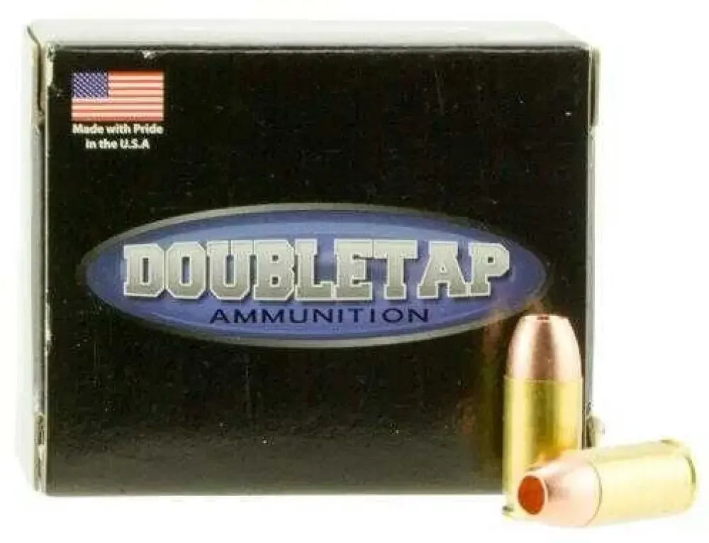 DoubleTap 380 ACP low muzzle flash hollow point ammo box with bullets