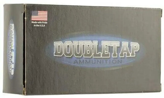 DoubleTap 44 Rem Magnum 240 grain ammunition in dark gray box with silver blue lettering