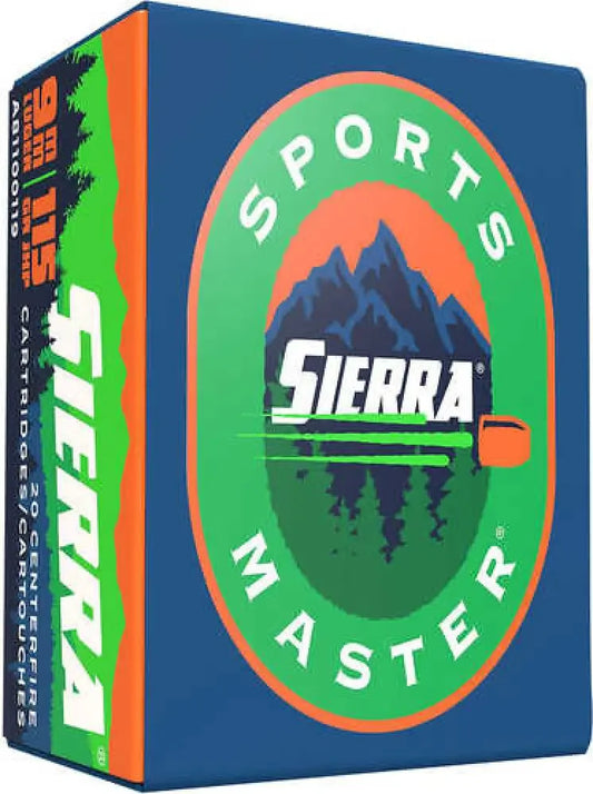 Sierra Outdoor Master 9mm 124 gr JHP cartridges in blue box