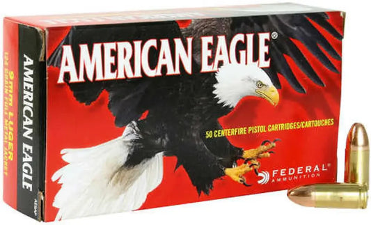 Federal 9mm Luger Ammunition 50 Rounds Full Metal Jacket Power - 124 Grain / Handgun Ammo