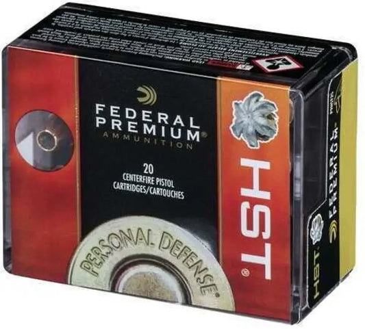 Federal 9mm Luger HST personal defense ammo in red box