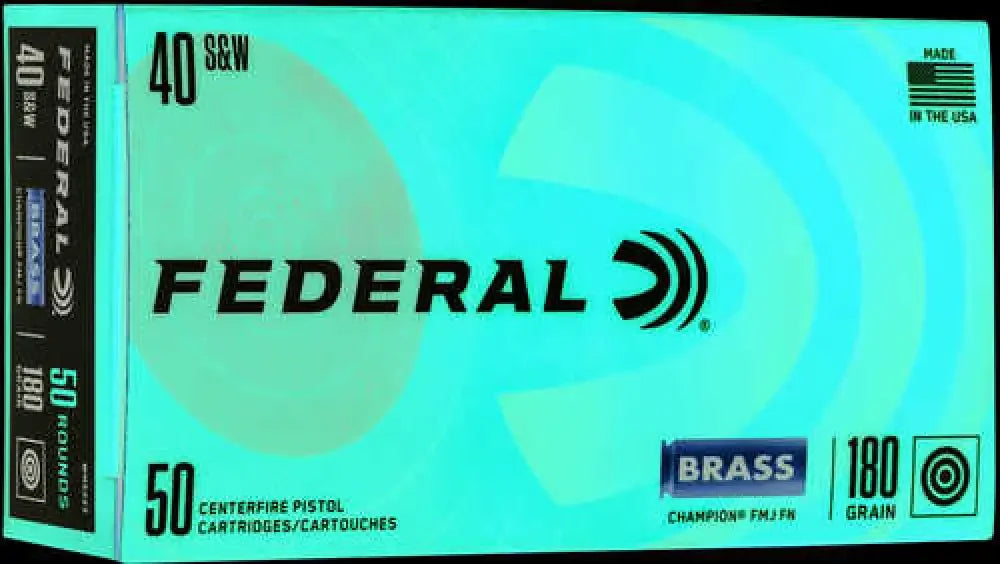 Federal Champion Training 40 S&W ammo, red black box, 180gr FMJ