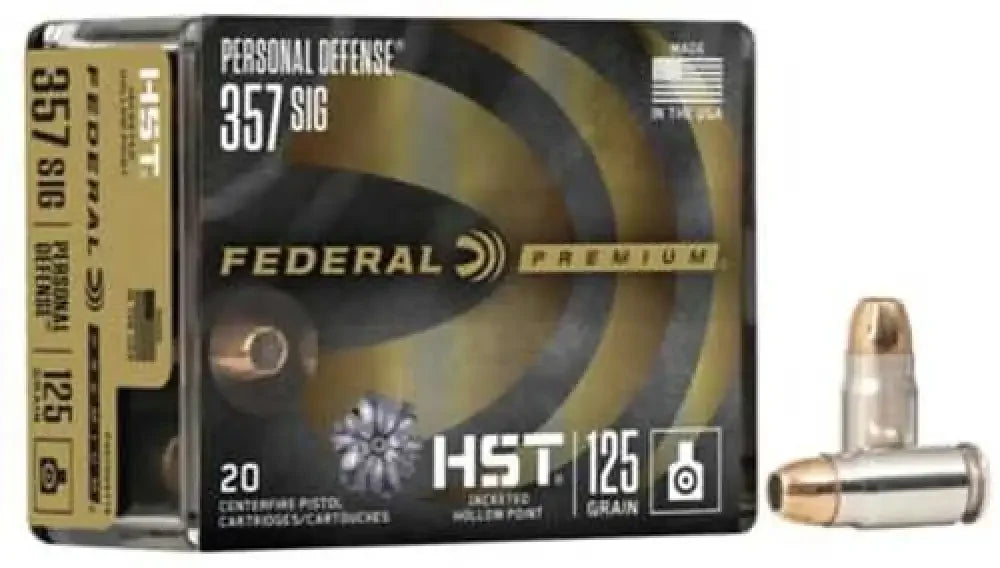 Federal Personal Defense .357 Mag 154 Gr JHP ammo box with bullets
