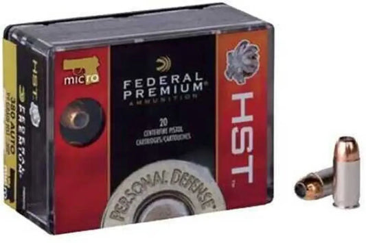Federal Premium 100 grain hollow point 380 ACP self-defense ammo box