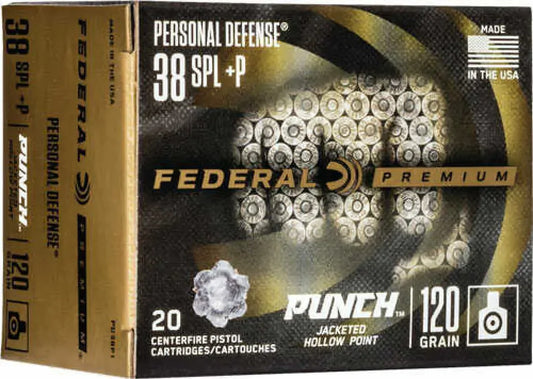 Federal Punch 38 spl 120gr JHP ammo with reliable hollow point performance