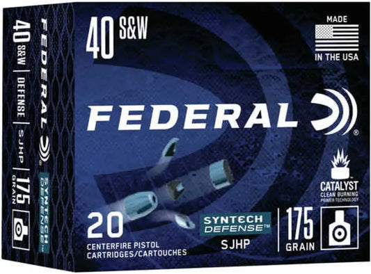 Federal Syntech Defense 40 S&W 175gr JHP ammo box