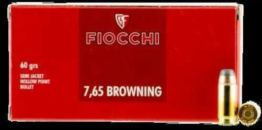 Fiocchi 32 ACP 60 grain semi-jacketed hollow point ammunition box