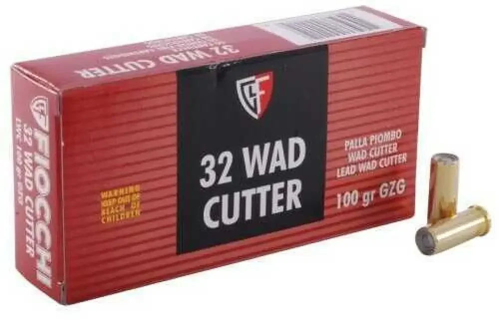 Fiocchi 32 S&W Long 100 grain lead wadcutter ammo in red box