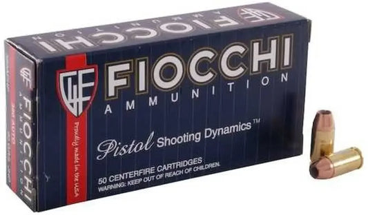 Fiocchi 380 ACP 90 Grain Jacketed Hollow Point Ammo Box
