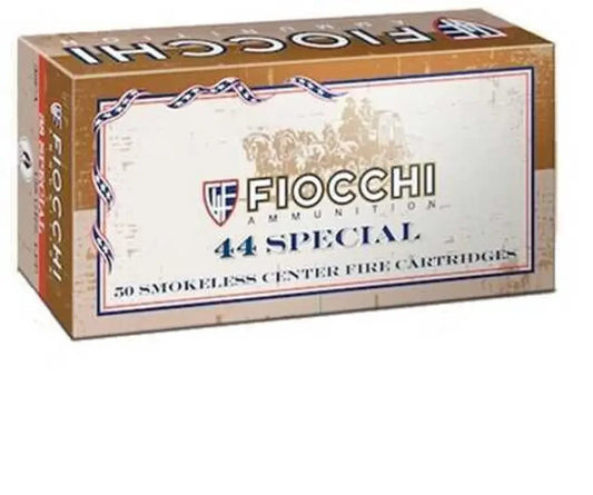 Fiocchi 44 special 50 rounds ammunition box with vintage brown cream design