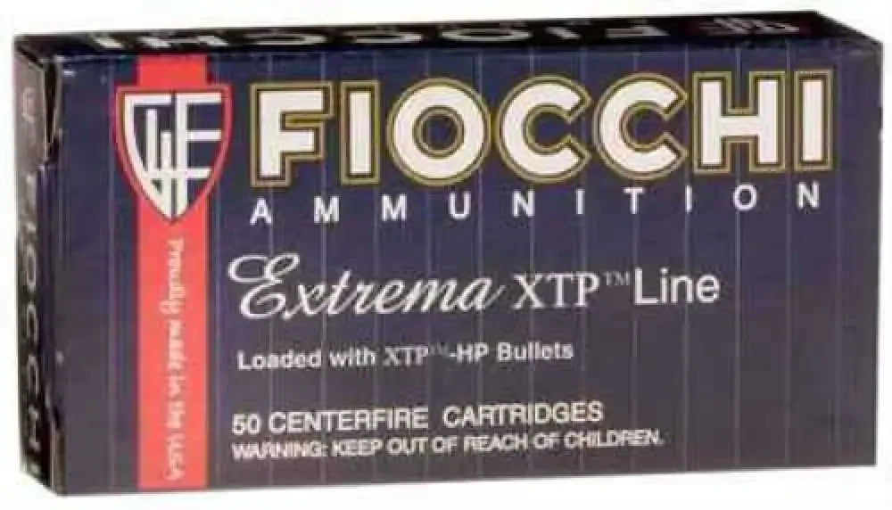 Fiocchi 45 ACP 200 grain hollow point ammo box with XTP-HP bullets