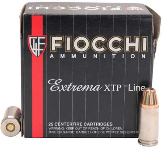 Fiocchi 9mm 124 grain extreme terminal hollow point cartridges in black red box