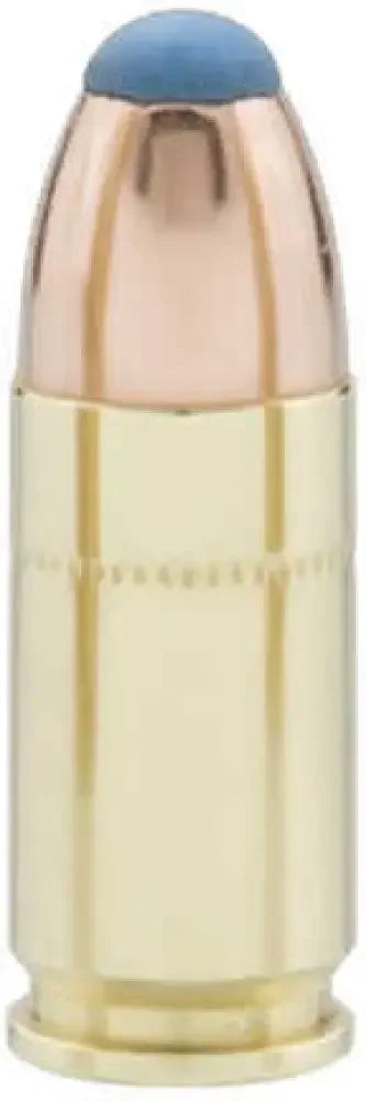 Glaser 9mm Luger golden bullet with blue-tipped 80 grain projectile