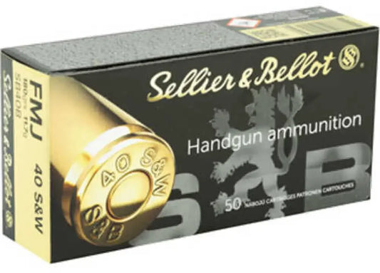 Sellier & Bellot pistol 40 S&W 180 grain full metal jacket ammo box