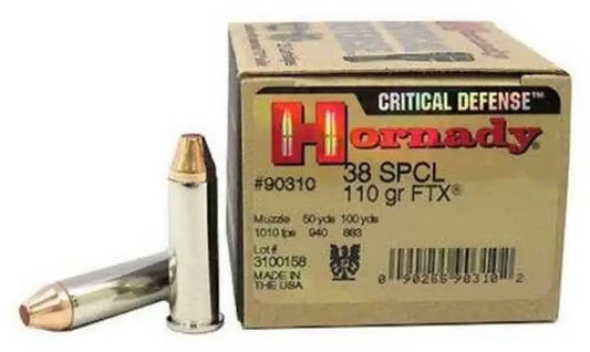 Hornady 38 Special Critical Defense Ammo Unmatched Reliability - 110 Grain / Hollow Point - Handgun