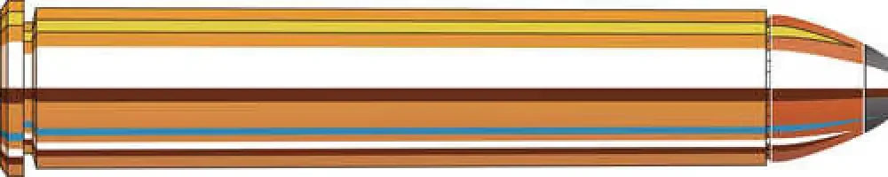 Hornady 444 Marlin 265 Gr flat point ammo cross-section for big game hunting