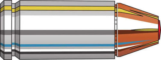 Cross-section of Hornady 9mm Luger 100 grain FTX personal protection cartridge