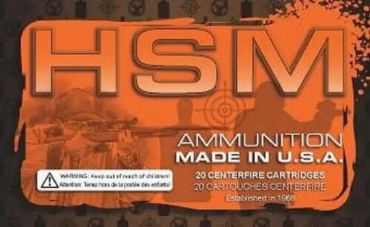 HSM 9mm Luger 50 rounds ammunition box with tactical shooter design