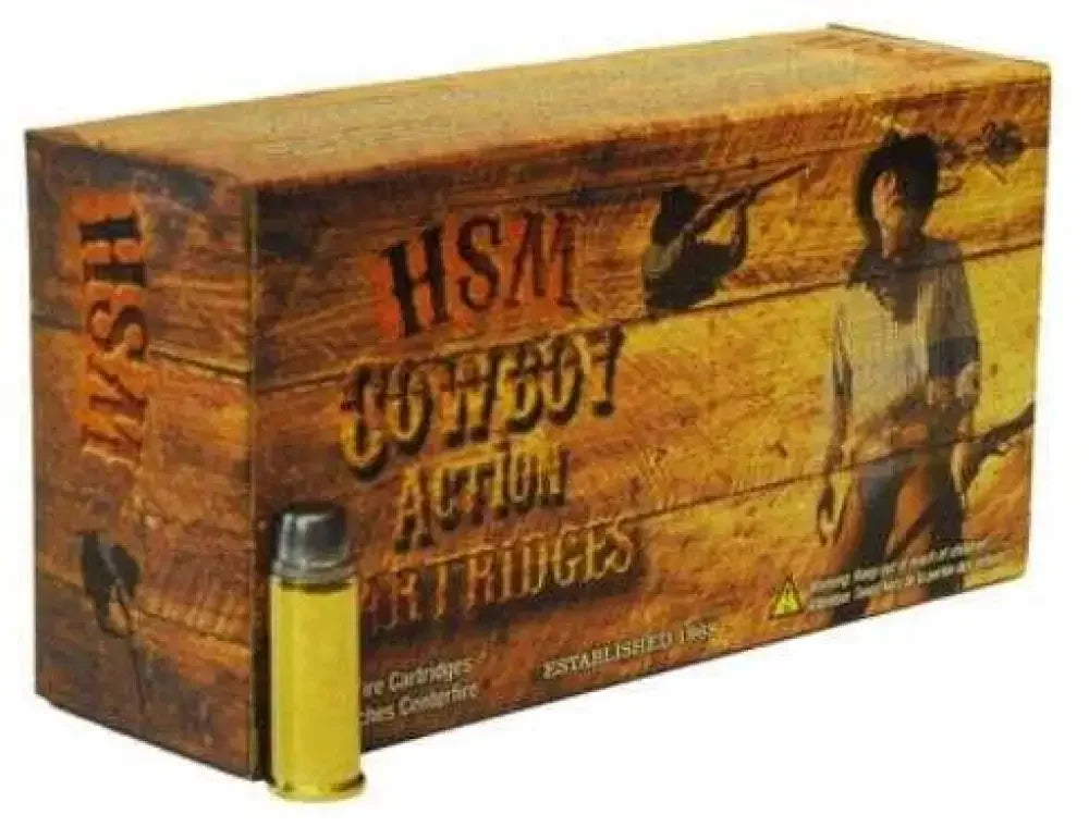 HSM 44 Russian 200gr lead round nose flat point high velocity ammo box