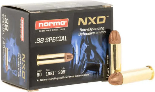 Norma 38 Special ammo with innovative terminal performance in black box
