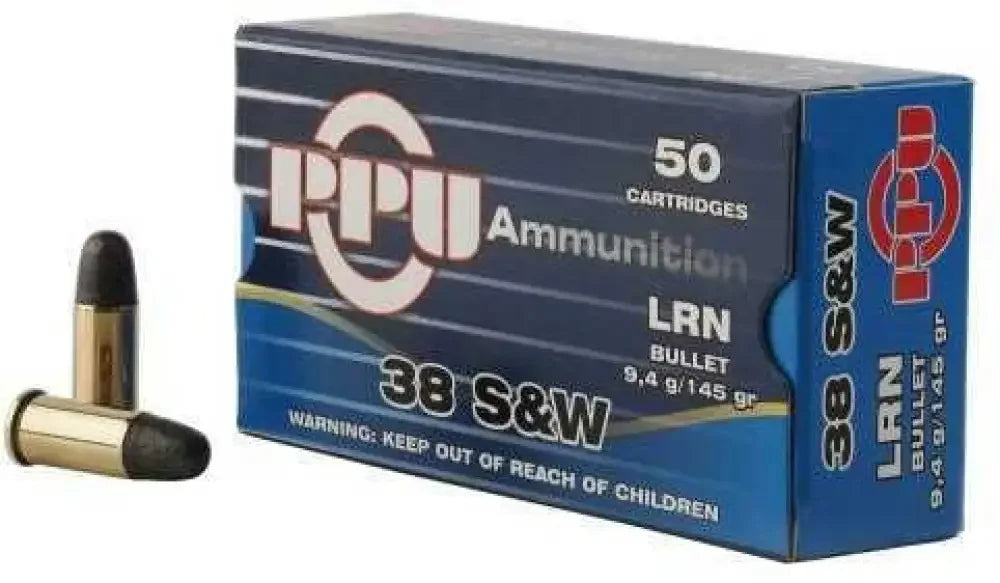 Prvi Partizan 38 S&W 145gr LRN ammo box with enhanced energy performance