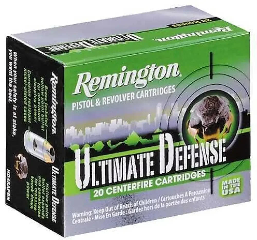 Remington 45 ACP ammunition high performance brass jacket hollow point box