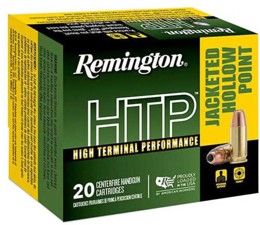 Remington 9mm Luger high terminal performance 125 grain JHP ammo box