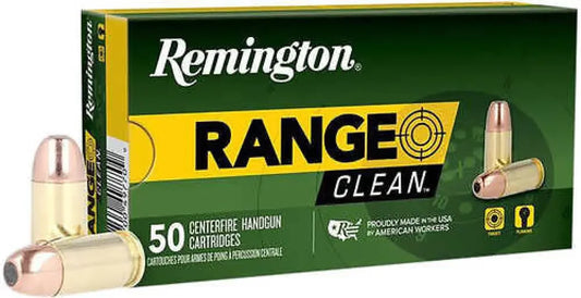 Remington range clean 40 S&W handgun cartridges in green yellow box