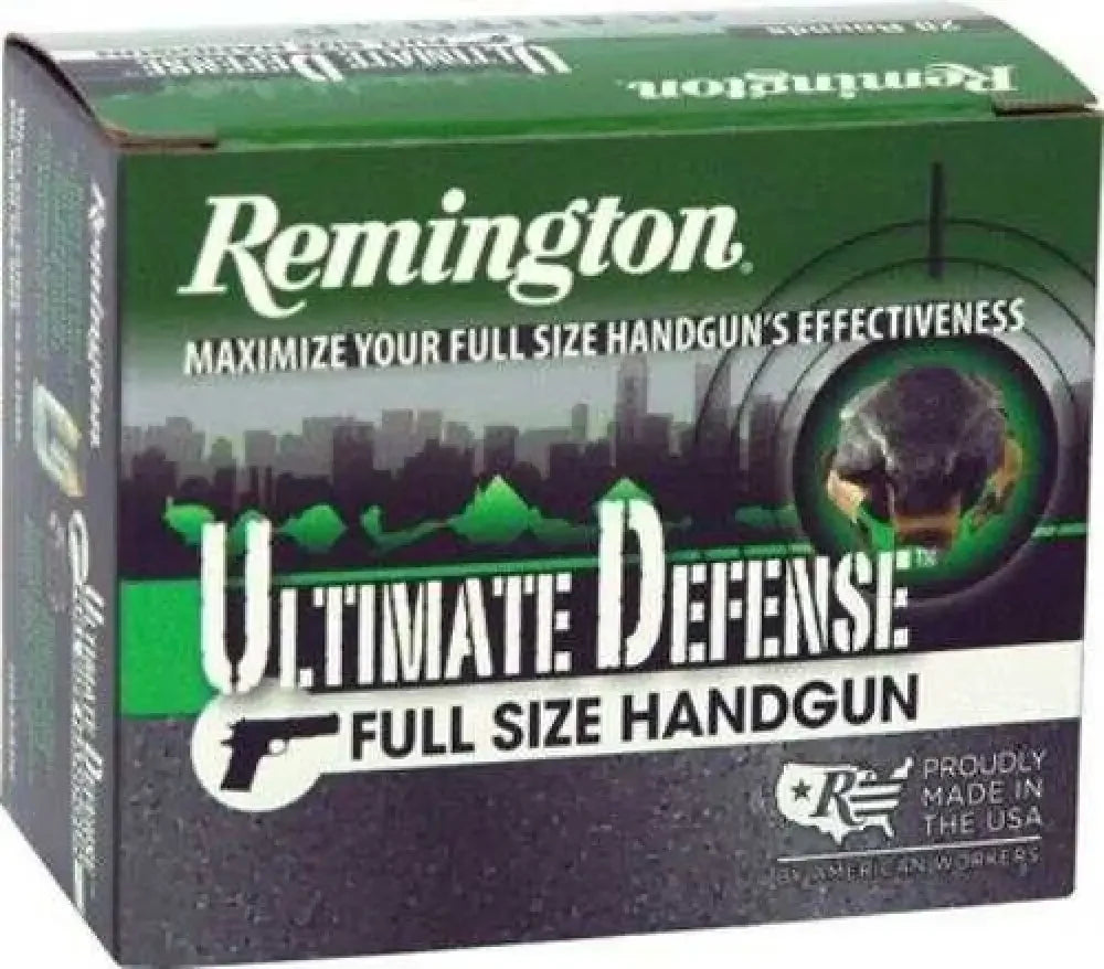 Remington HD Ultimate Defense 40 S&W 165 grain hollow point ammo box