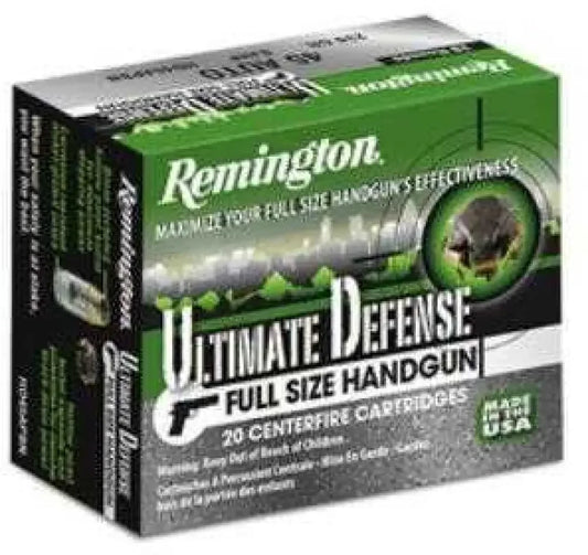 Remington Ultimate Defense 9mm Luger Ammunition 124 Grain Jacketed Hollow Point Box