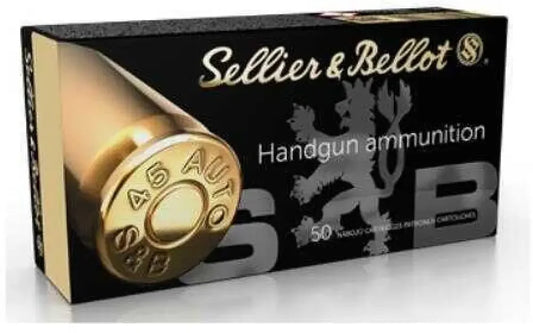 Sellier & Bellot 45 ACP ammunition 230 grain jacketed hollow point 50 rounds
